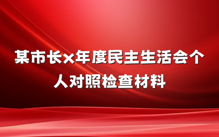 某市长x年度民主生活会个人对照检查材料
