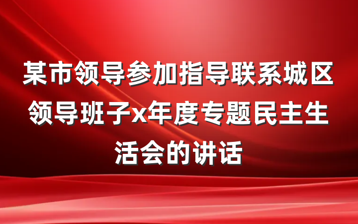 某市领导参加指导联系城区领导班子x年度专题民主生活会的讲话
