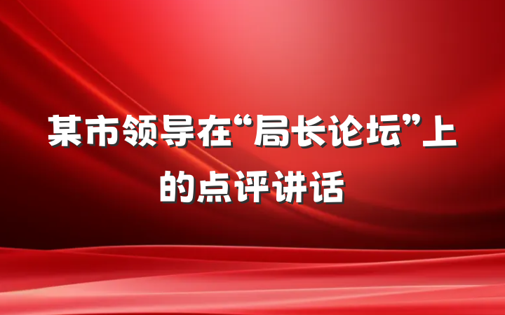 某市领导在“局长论坛”上的点评讲话