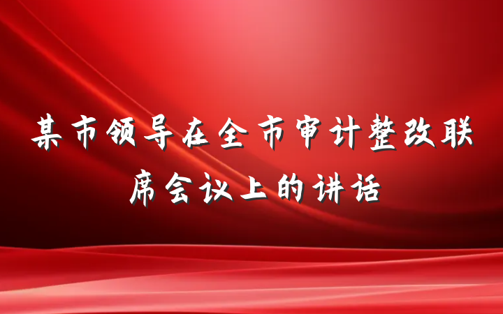 某市领导在全市审计整改联席会议上的讲话