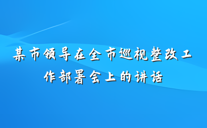 某市领导在全市巡视整改工作部署会上的讲话