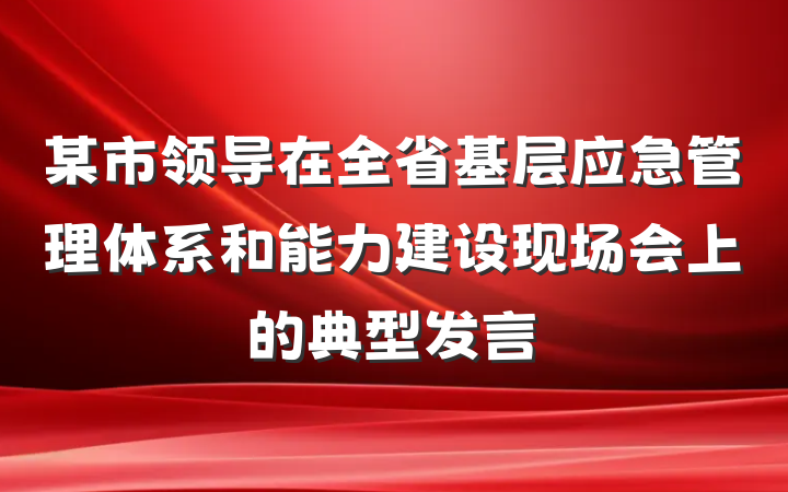 某市领导在全省基层应急管理体系和能力建设现场会上的典型发言