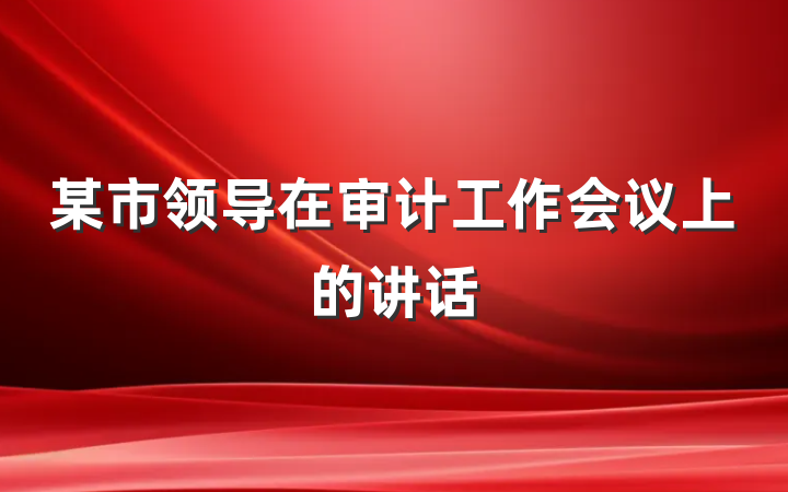 某市领导在审计工作会议上的讲话