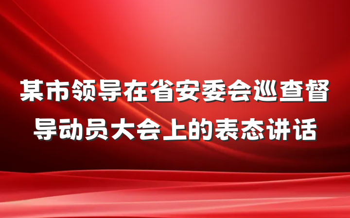 某市领导在省安委会巡查督导动员大会上的表态讲话