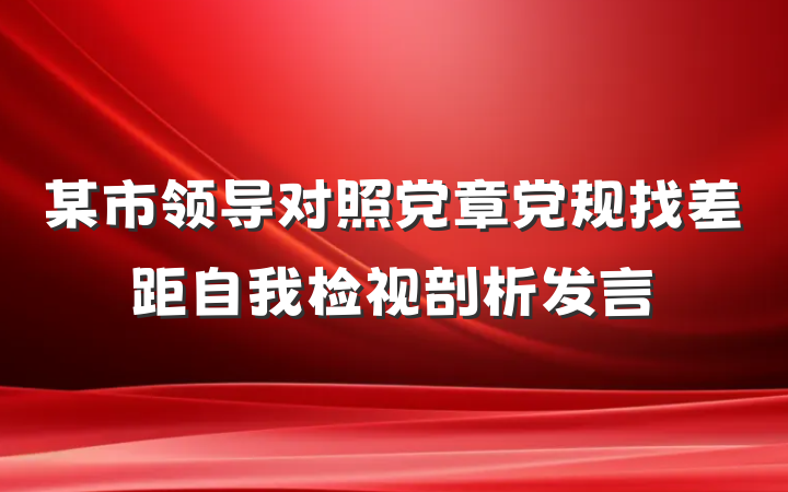 某市领导对照党章党规找差距自我检视剖析发言