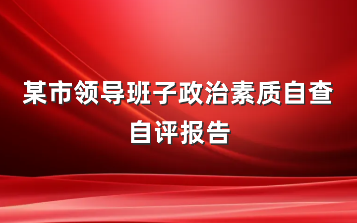 某市领导班子政治素质自查自评报告