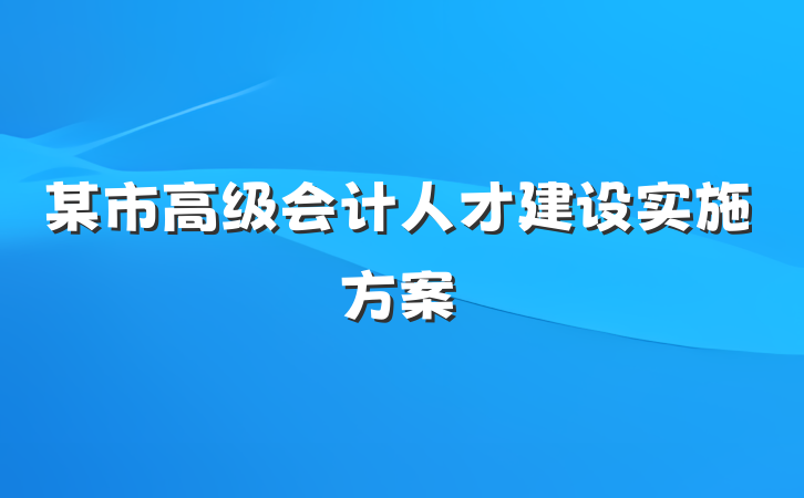 某市高级会计人才建设实施方案