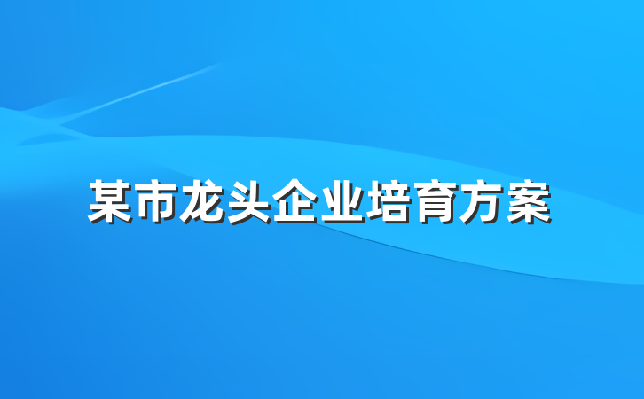 某市龙头企业培育方案