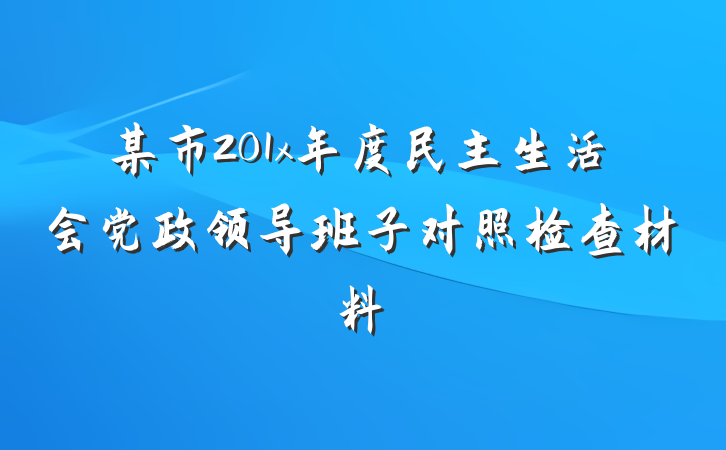 某市201x年度民主生活会党政领导班子对照检查材料