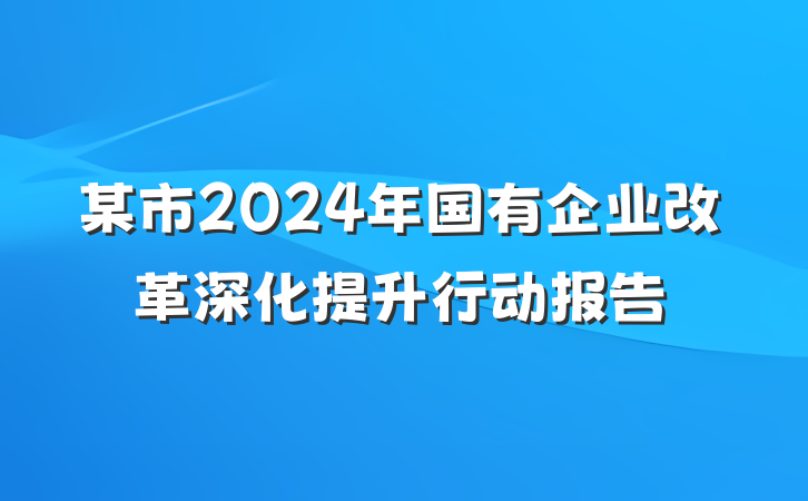 某市2024年国有企业改革深化提升行动报告