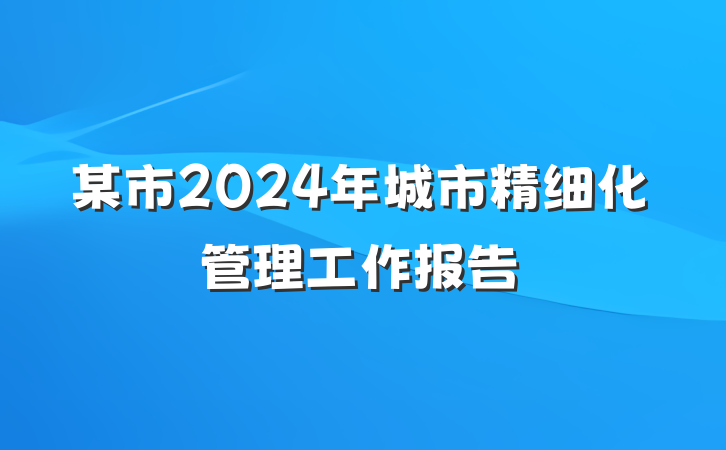 某市2024年城市精细化管理工作报告