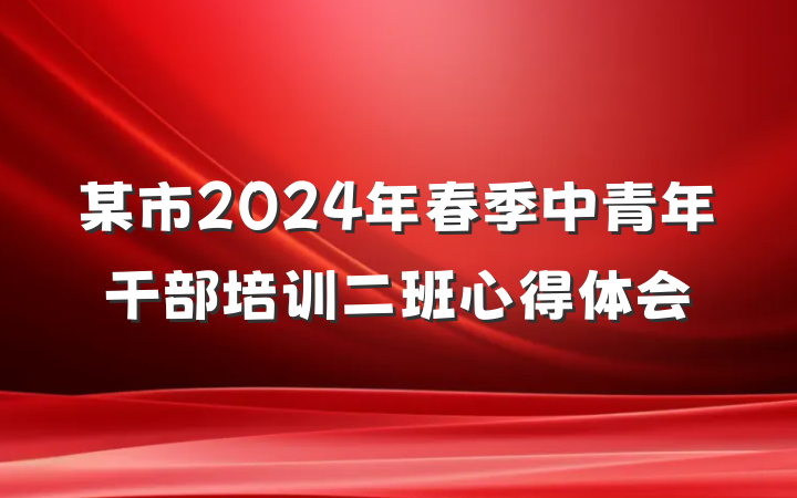 某市2024年春季中青年干部培训二班心得体会