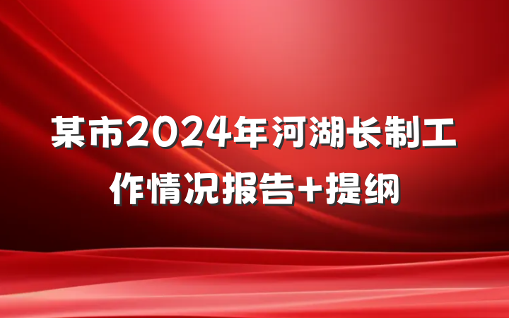 某市2024年河湖长制工作情况报告 提纲