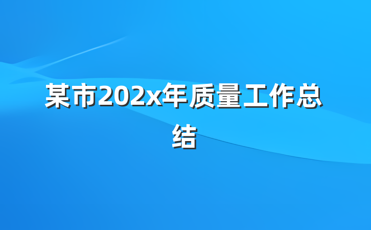 某市202x年质量工作总结