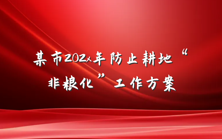 某市202x年防止耕地“非粮化”工作方案
