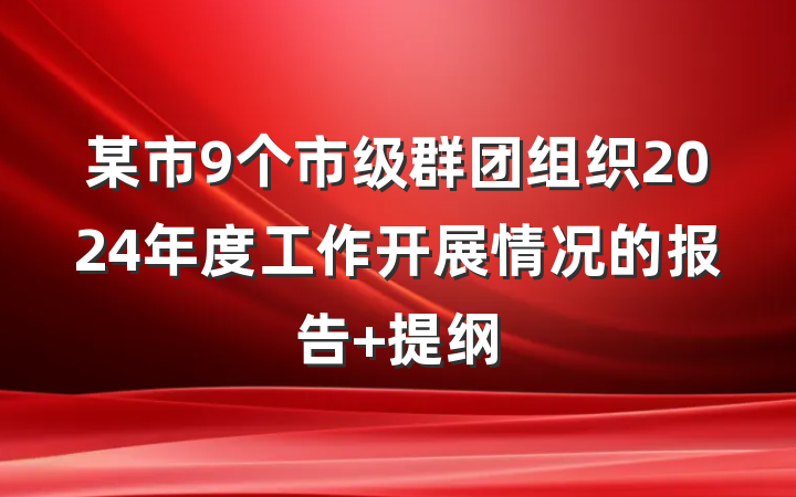 某市9个市级群团组织2024年度工作开展情况的报告 提纲