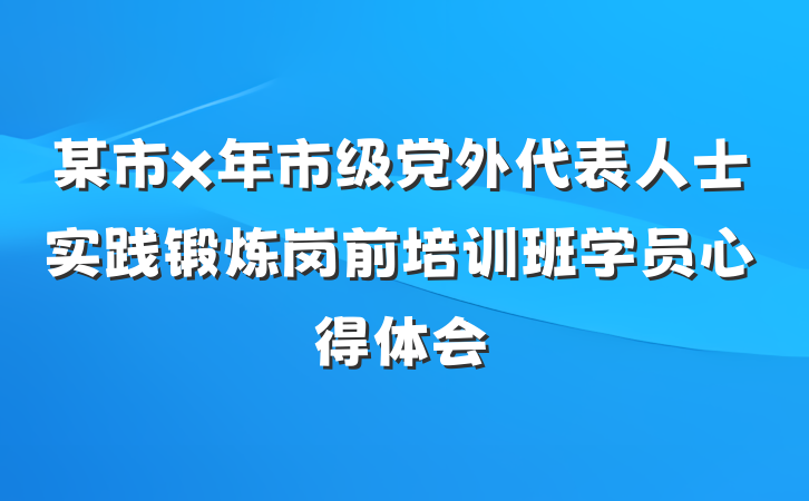 某市x年市级党外代表人士实践锻炼岗前培训班学员心得体会