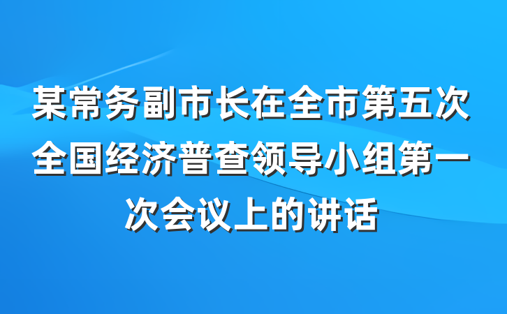 某常务副市长在全市第五次全国经济普查领导小组第一次会议上的讲话