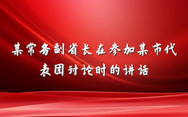 某常务副省长在参加某市代表团讨论时的讲话