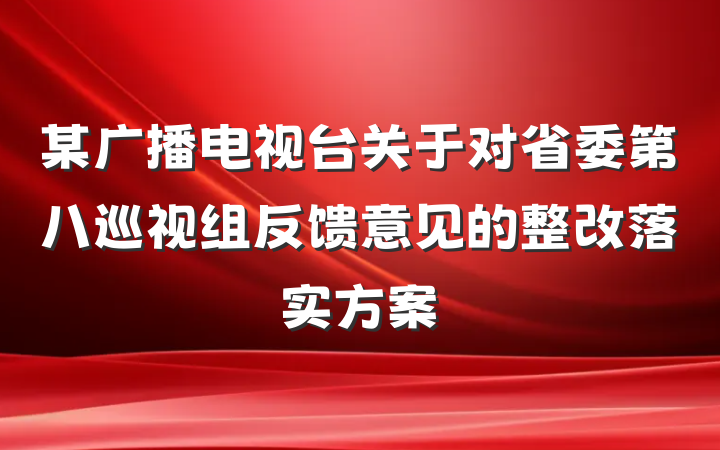 某广播电视台关于对省委第八巡视组反馈意见的整改落实方案