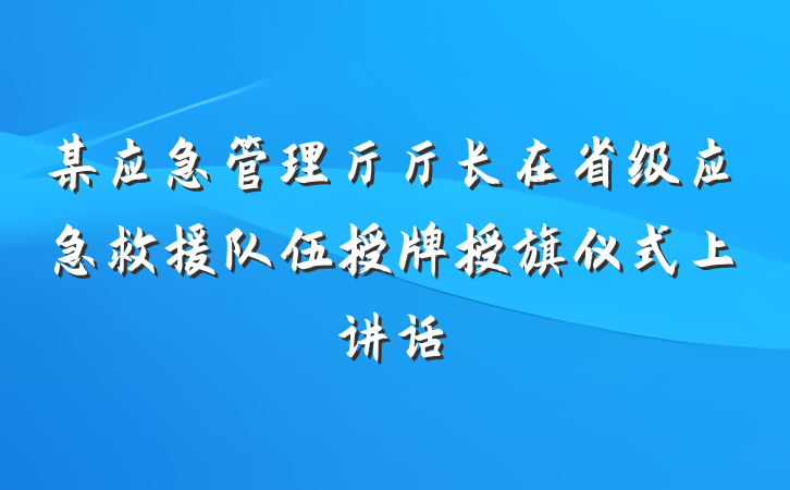 某应急管理厅厅长在省级应急救援队伍授牌授旗仪式上讲话