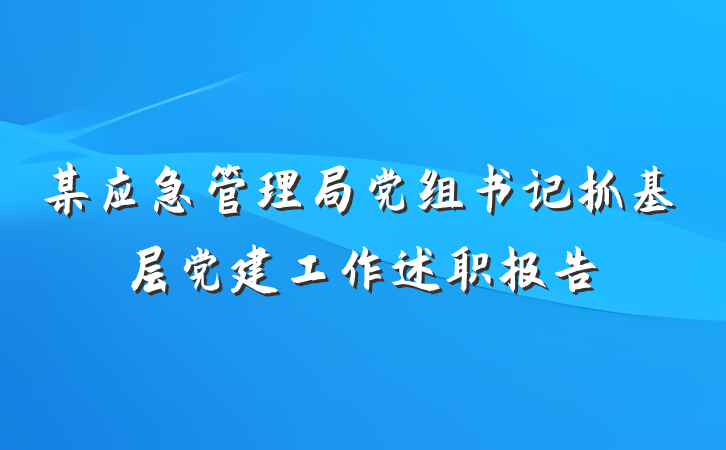 某应急管理局党组书记抓基层党建工作述职报告