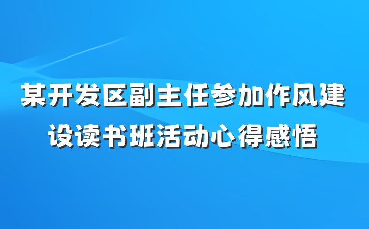 某开发区副主任参加作风建设读书班活动心得感悟
