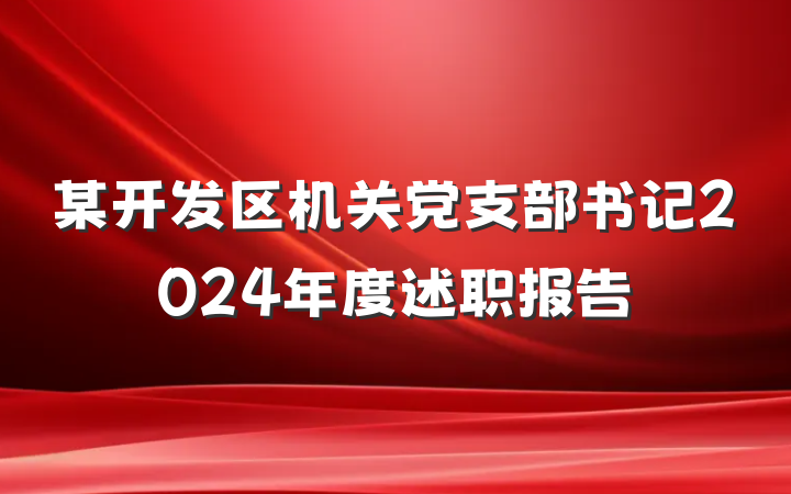 某开发区机关党支部书记2024年度述职报告