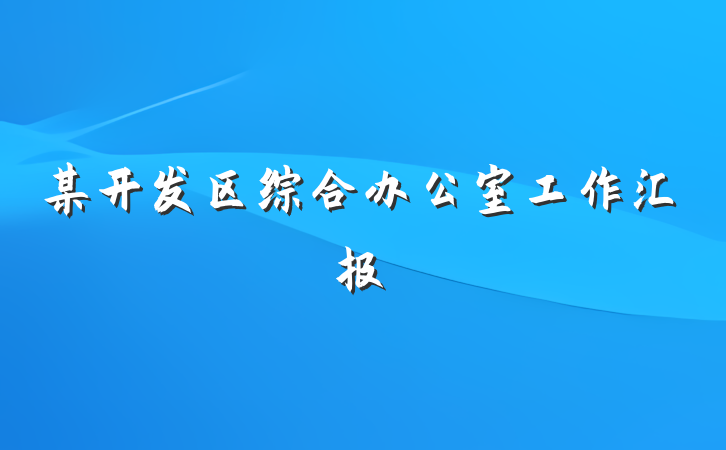 某开发区综合办公室工作汇报