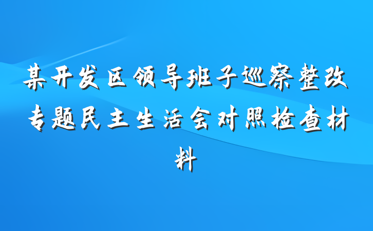 某开发区领导班子巡察整改专题民主生活会对照检查材料