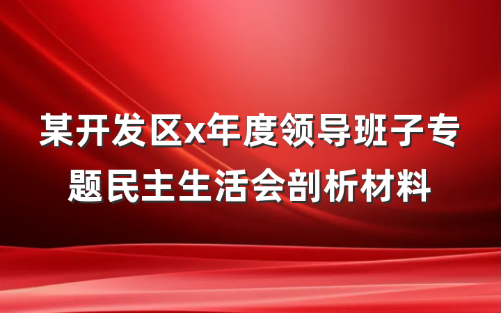 某开发区x年度领导班子专题民主生活会剖析材料