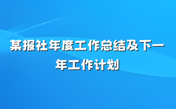 某报社年度工作总结及下一年工作计划