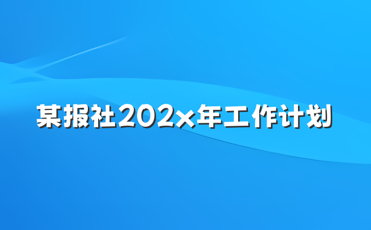 某报社202x年工作计划