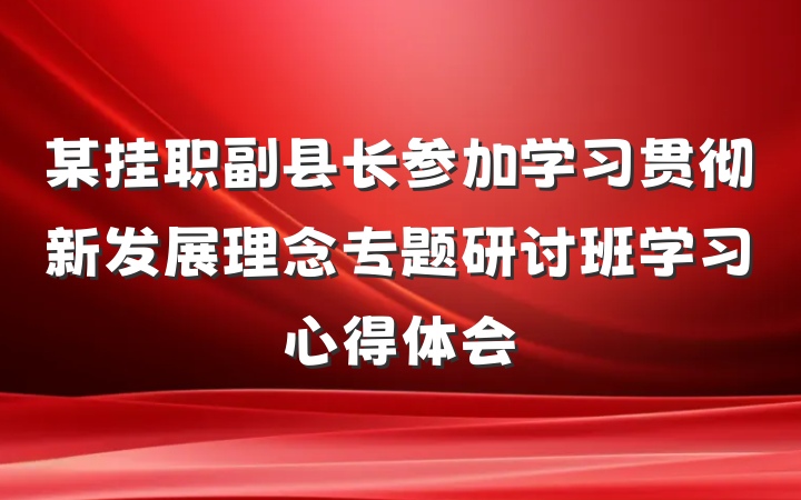 某挂职副县长参加学习贯彻新发展理念专题研讨班学习心得体会