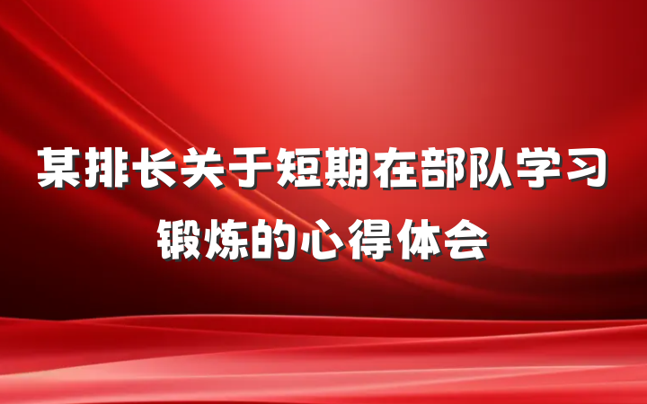 某排长关于短期在部队学习锻炼的心得体会