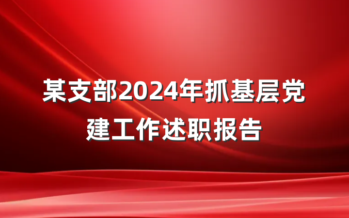 某支部2024年抓基层党建工作述职报告