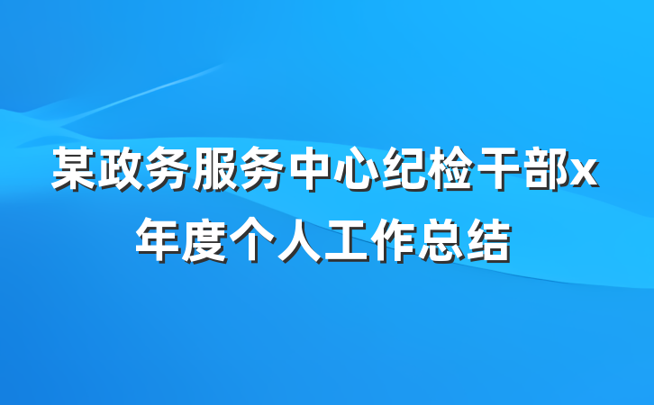 某政务服务中心纪检干部x年度个人工作总结
