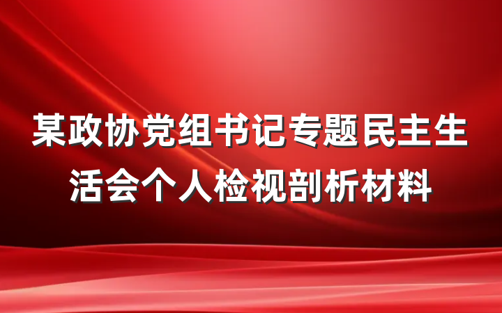 某政协党组书记专题民主生活会个人检视剖析材料