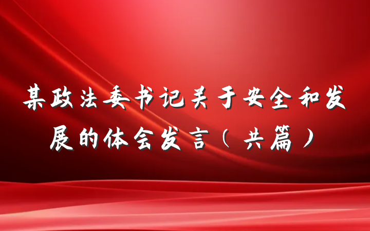 某政法委书记关于安全和发展的体会发言（共篇）