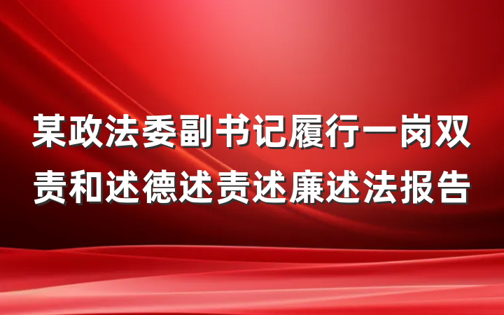 某政法委副书记履行一岗双责和述德述责述廉述法报告