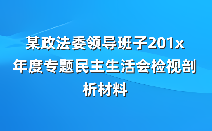 某政法委领导班子201x年度专题民主生活会检视剖析材料