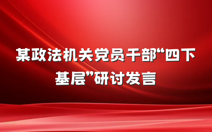 某政法机关党员干部“四下基层”研讨发言