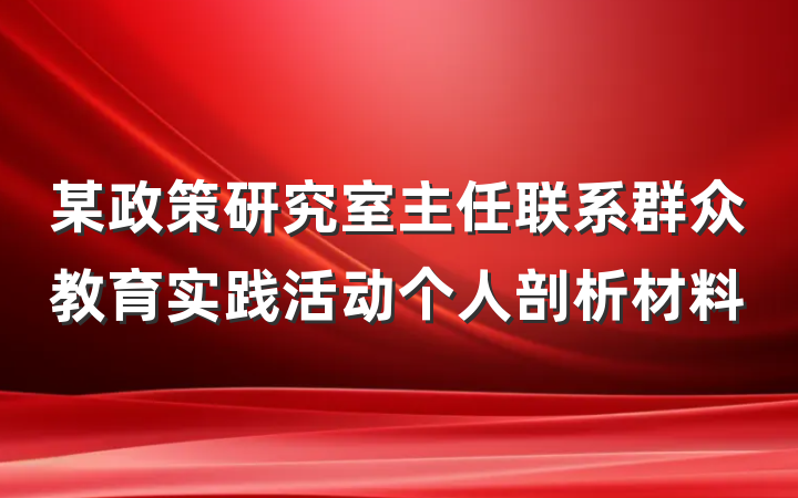 某政策研究室主任联系群众教育实践活动个人剖析材料