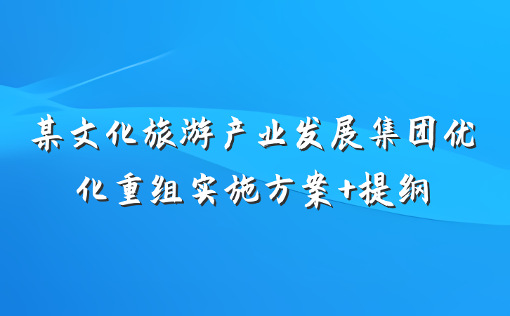 某文化旅游产业发展集团优化重组实施方案 提纲