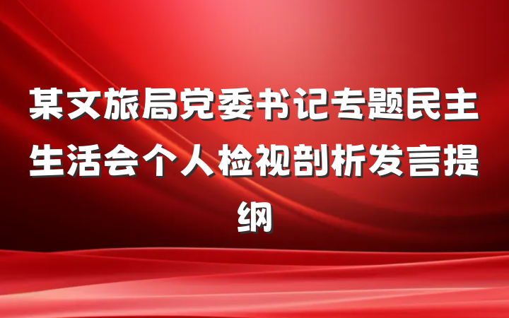 某文旅局党委书记专题民主生活会个人检视剖析发言提纲