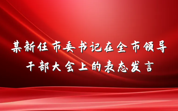 某新任市委书记在全市领导干部大会上的表态发言