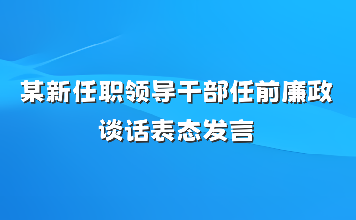 某新任职领导干部任前廉政谈话表态发言