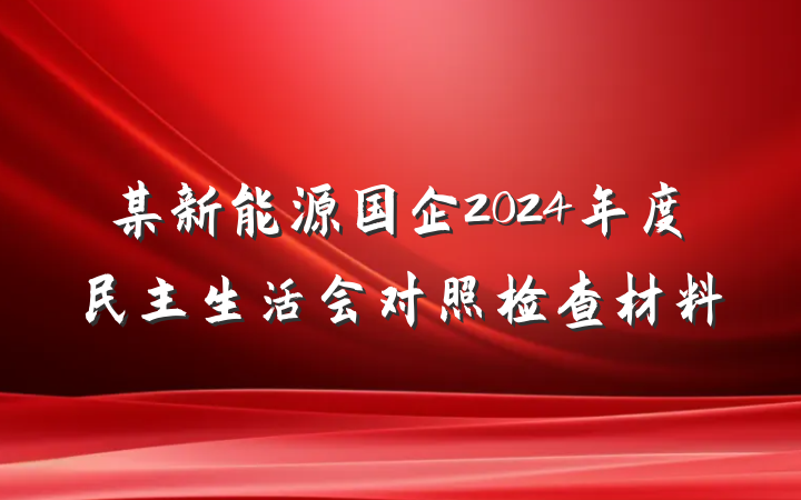 某新能源国企2024年度民主生活会对照检查材料