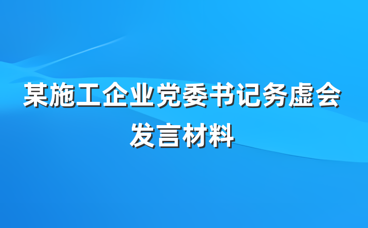 某施工企业党委书记务虚会发言材料