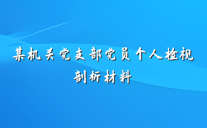 某机关党支部党员个人检视剖析材料